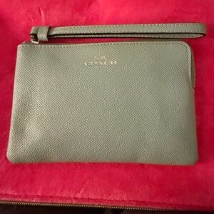 Coach Leather Wristlet in Sage Green